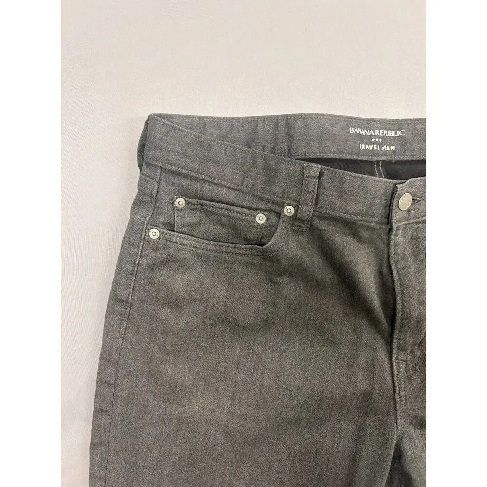 Banana Republic Travel Jean Athletic Fit 36x30 Gray Stretch Denim Pants Mens